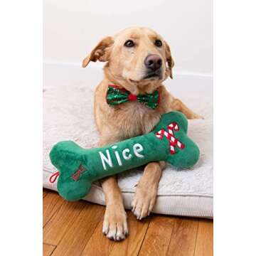 Huxley & Kent Bow Tie for Pets | Naughty & Nice (Extra-Large) | Christmas Holiday Bow Tie Collar Attachment | Fun Bow Ties for Dogs & Cats | Cute, Comfortable, and Durable | H&K Bow Tie