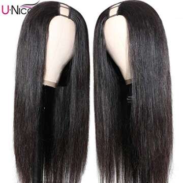 UNICE 10A Straight U Part Wig Human Hair Wigs for Women Brazilian Virgin Hair Glueless Upart Wig Beginger Friendly No Glue No Sew in 150% Density 18inch