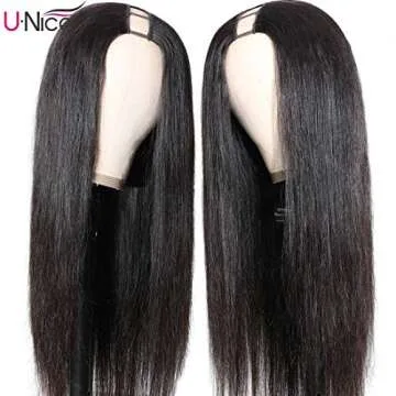 UNICE 10A Straight U Part Wig Human Hair Wigs for Women Brazilian Virgin Hair Glueless Upart Wig Beginger Friendly No Glue No Sew in 150% Density 18inch