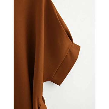 Milumia Women's Casual V Neckline Self Tie Short Sleeve Work Blouse Tunic Tops Brown Small