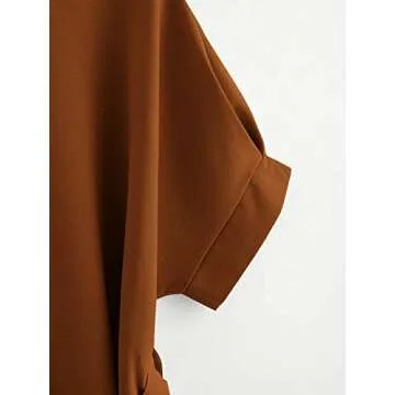 Milumia Women's Casual V Neckline Self Tie Short Sleeve Work Blouse Tunic Tops Brown Small