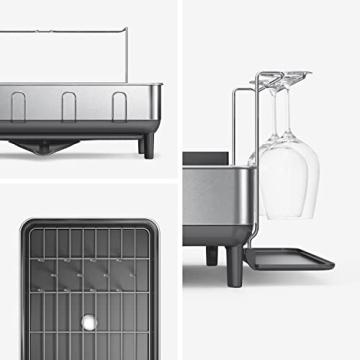 Efficient simplehuman Dish Drying Rack with Wine Holder