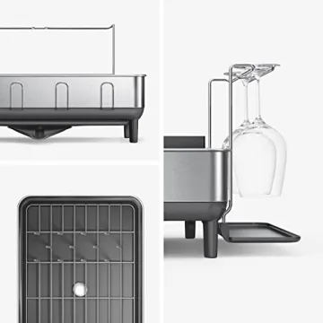 Efficient simplehuman Dish Drying Rack with Wine Holder