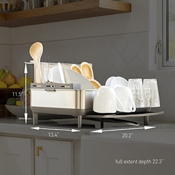 Efficient simplehuman Dish Drying Rack with Wine Holder