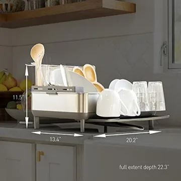 Efficient simplehuman Dish Drying Rack with Wine Holder