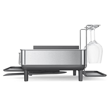 Efficient simplehuman Dish Drying Rack with Wine Holder