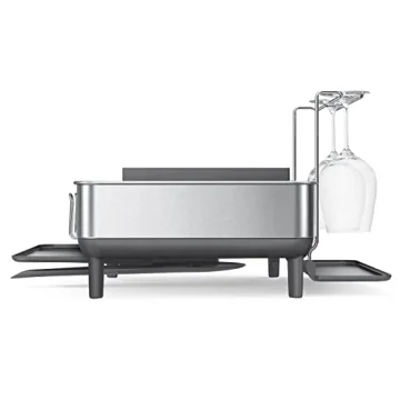 Efficient simplehuman Dish Drying Rack with Wine Holder