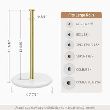 KES Marble Paper Towel Holder - Elegant Gold Design for Kitchens