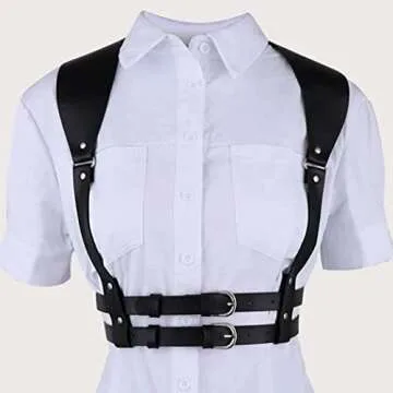 Asooll Leather Waist Harness Belt Punk Body Chain Leather body jewelry Beach Prom Party Rave Club Bo...