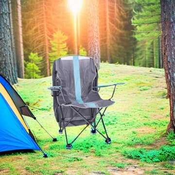 Kelsyus Original Foldable Canopy Chair for Camping, Tailgates, and Outdoor Events, Grey/Light Blue