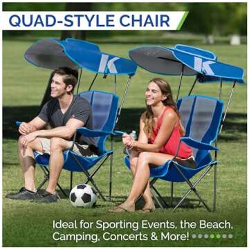 Kelsyus Original Foldable Canopy Chair for Camping, Tailgates, and Outdoor Events, Grey/Light Blue