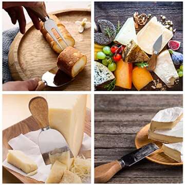 Cheese Knife Set, Stainless Steel Cheese Knives for Charcuterie Board, 6-Piece Cheese Slicer Cutter Spreader Fork Spreading Cutting Knife Utensils, Butter Tool Cutlery Christmas New Year Gift Set