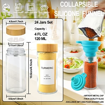 AISIPRIN 24 Pcs Glass Spice Jars Set with Labels