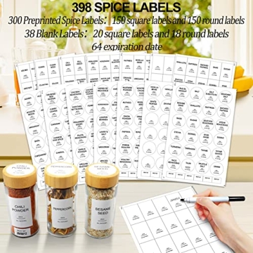 AISIPRIN 24 Pcs Glass Spice Jars Set with Labels