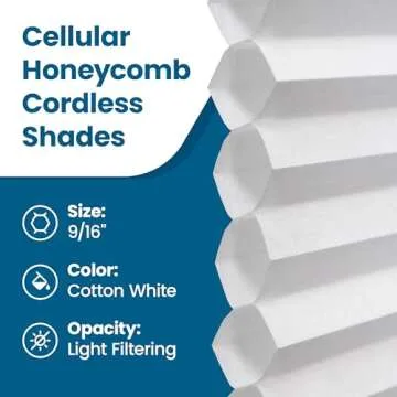 BlindsAvenue Cellular Honeycomb Cordless Shade - Stylish Energy Efficiency for Any Home