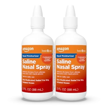 Amazon Basic Care Premium Saline Nasal Moisturizing Spray - Non-Medicated Nasal Mist (Pack of 2)