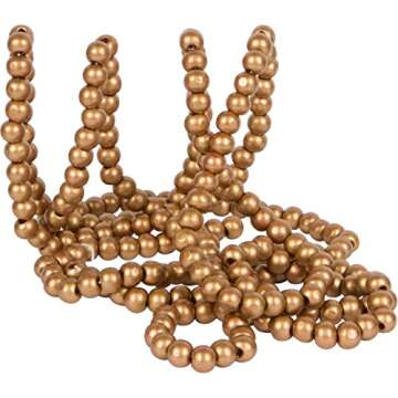 One Holiday Way 18-Foot Long Rustic Metallic Gold Wood Bead Garland Christmas Tree Decoration - Vint...