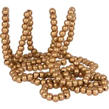 One Holiday Way 18-Foot Long Rustic Metallic Gold Wood Bead Garland Christmas Tree Decoration - Vint...