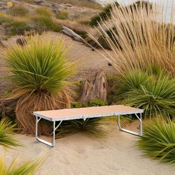 PLANEXPERT Folding Camping Table,3 Feet Portable Outdoor Table with Aluminum Legs,3 Fold Lightweight...