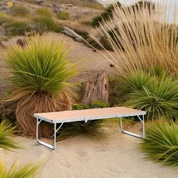 PLANEXPERT Folding Camping Table,3 Feet Portable Outdoor Table with Aluminum Legs,3 Fold Lightweight...