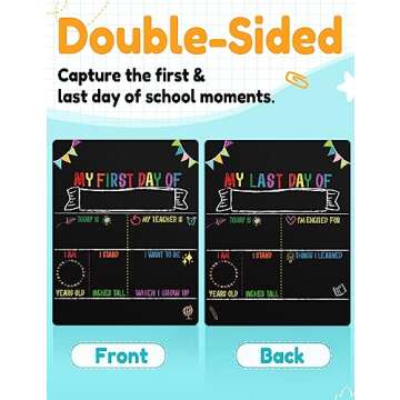 First & Last Day of School Chalkboard Sign, 11x14 inches, Double-Sided for Kids - Perfect for Memori...