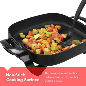 Caynel 12" Nonstick Electric Skillet - 1400W, Glass Lid