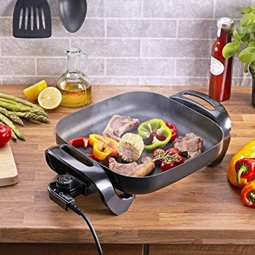 Caynel 12" Nonstick Electric Skillet - 1400W, Glass Lid