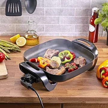 Caynel 12" Nonstick Electric Skillet - 1400W, Glass Lid