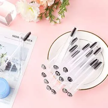 50pcs Dming Eyelash Brushes with Diamond Foil - Sparkly & Functional