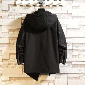 GURUNVANI Men’s Hooded Windbreaker Jacket Zip Up Patchwork Hoodie Anorak