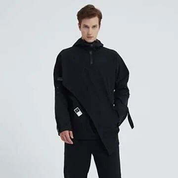 GURUNVANI Men’s Hooded Windbreaker Jacket Zip Up Patchwork Hoodie Anorak