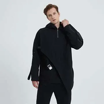 GURUNVANI Men’s Hooded Windbreaker Jacket Zip Up Patchwork Hoodie Anorak