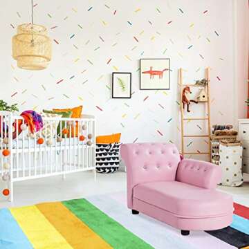 Costzon Kids Couch, 2 in 1 Princess Double Seat Children's Sofa w/PU Leather Surface, Toddler Armres...