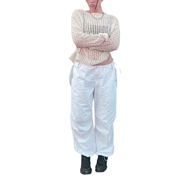 Ynocfri Women's Baggy Cargo Pants - Adjustable & Trendy Streetwear