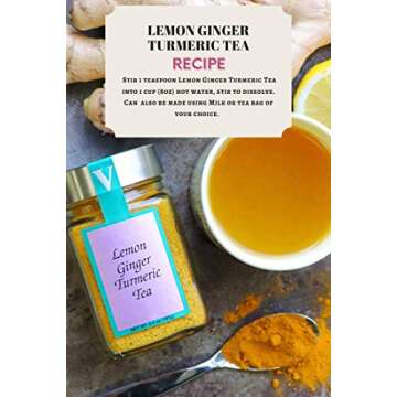 Victoria Taylor's Lemon Ginger Turmeric Tea- Two 6.4 oz. Jars- with Black Pepper, Curcumin, Ginger & Natural Honey Crystals