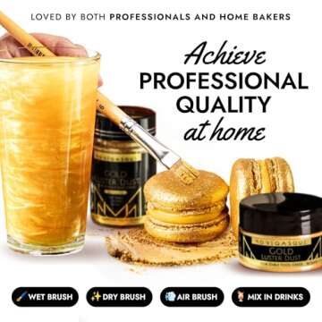 MONÉGASQUE Gold Edible Glitter for Cocktails 15g – Gold Edible Glitter for Drinks – Edible Gold Drink Glitter – Valentine Edible Cake Decorations – Gold Luster Dust Edible – Edible Glitter for Cakes