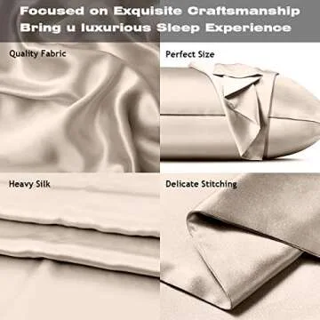 Asmork 100% Mulberry Silk Pillowcase for Hair and Skin, Both Side 19 Momme Real Silk, Hidden Zipper Washable Pure Silk Bed Pillowcase Covers, Envelope Gift Box,1PC (Beige, Standard 20''×26'')