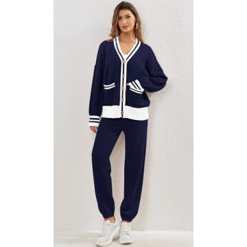 ETCYY Women's Trendy Cardigan Sweater and Pants Set
