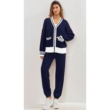 ETCYY Women's Trendy Cardigan Sweater and Pants Set