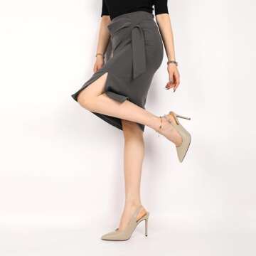 SAMMITOP Women's Slingback Pumps High Heel Pointed Toe Ankle Strap Office Party Dress Shoes