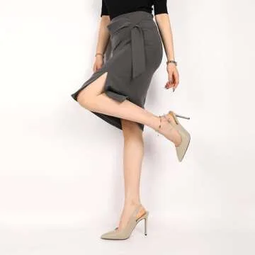 SAMMITOP Women's Slingback Pumps High Heel Pointed Toe Ankle Strap Office Party Dress Shoes