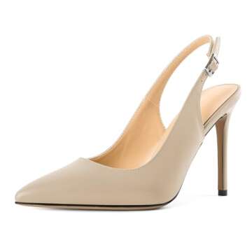 SAMMITOP Women's Slingback Pumps High Heel Pointed Toe Ankle Strap Office Party Dress Shoes