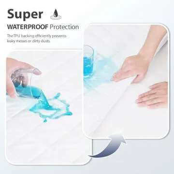 Full Size Quilted Fitted Mattress Pad, Waterproof Breathable Soft Mattress Protector, Deep Pocket Fi...