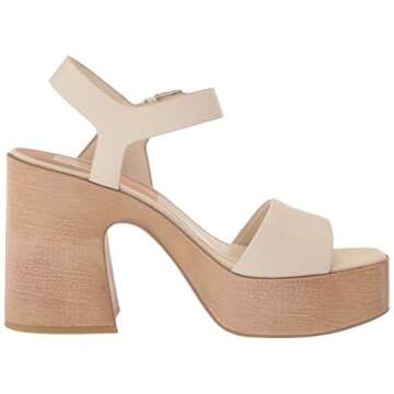 DOLCE VITA Women's Wallis Heeled Sandal, Ivory Leather, 10