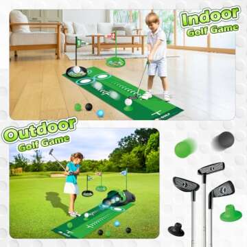TERRAMUS Kids Golf Set with Dinosaur Ball Returner