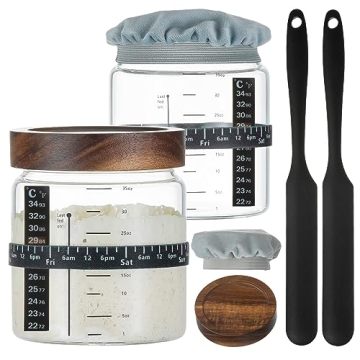 Wissy&Konny Sourdough Starter Jar Set with Scale & Thermometer