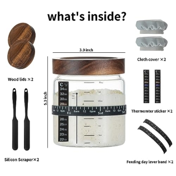 Wissy&Konny Sourdough Starter Jar Set with Scale & Thermometer