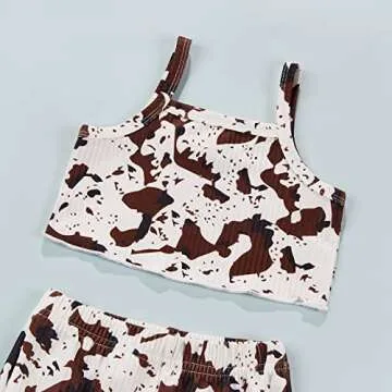 DBZoo Toddler Baby Girl Summer Clothing Set, Sleeveless Tank Tops+Flared Pants 2 Piece Cute Bell Bottom Outfits (A,12-18 Months)