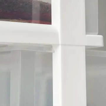 IRIS USA Plastic Drawer Storage Organizer Rolling Cart, with Wheels Casters, 3-Drawers, for Classroom Art Craft Supplies Dresser Closet Bathroom Dorm Bedroom Laundry Room, Wide, White/Clear