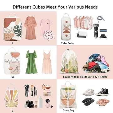 Premium 6 Pcs Waterproof Packing Cubes for Travel